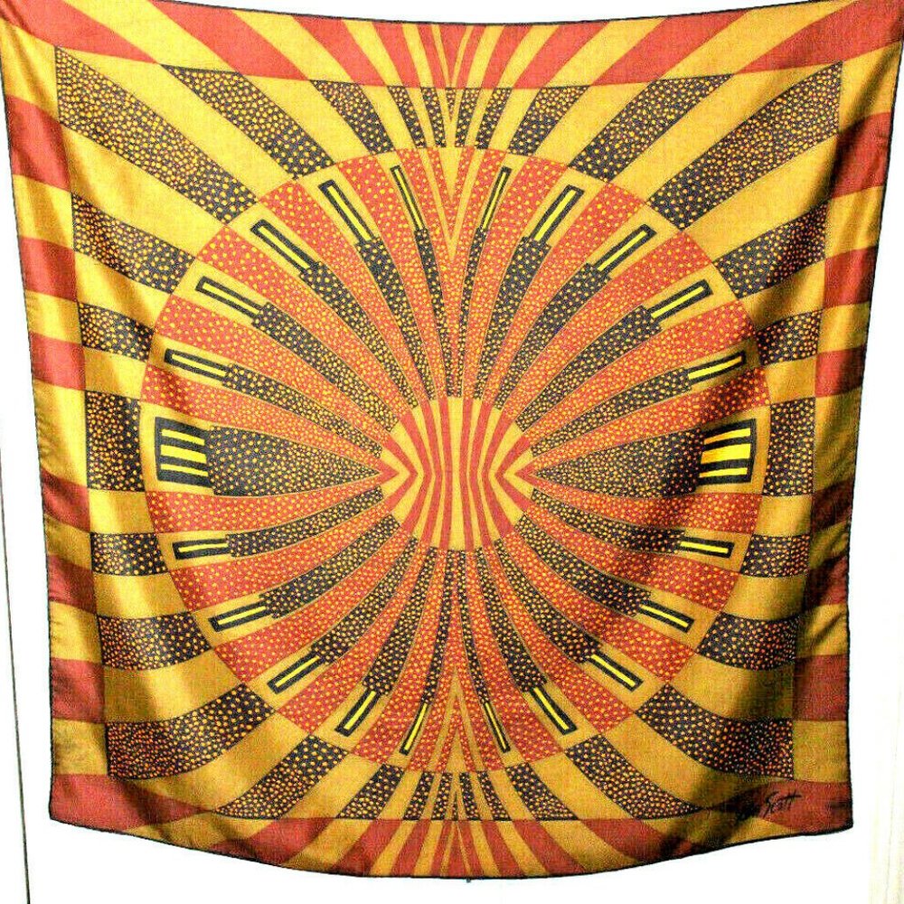 Ken Scott Women's Scarf Geometric 100% Silk Size-35x35 inches